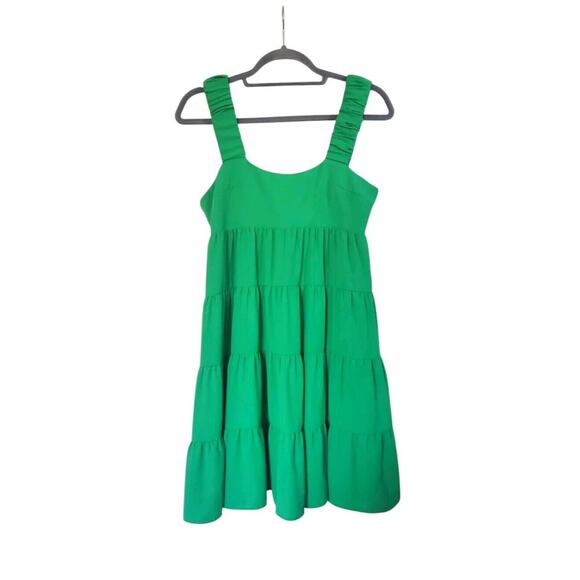 Amanda Uprichard Nicolia Grass Green Sleeveless Tiered Ruffle Mini Dress, Small - Picture 3 of 13